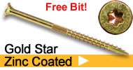 gold star zinc coated star drive wood screws