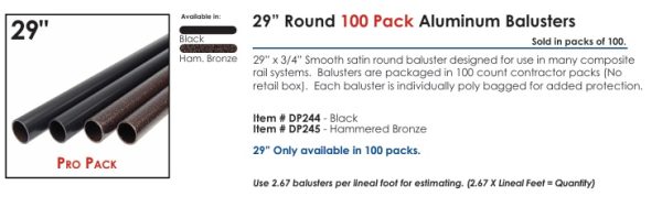 29" Round Balusters - 100 Pack
