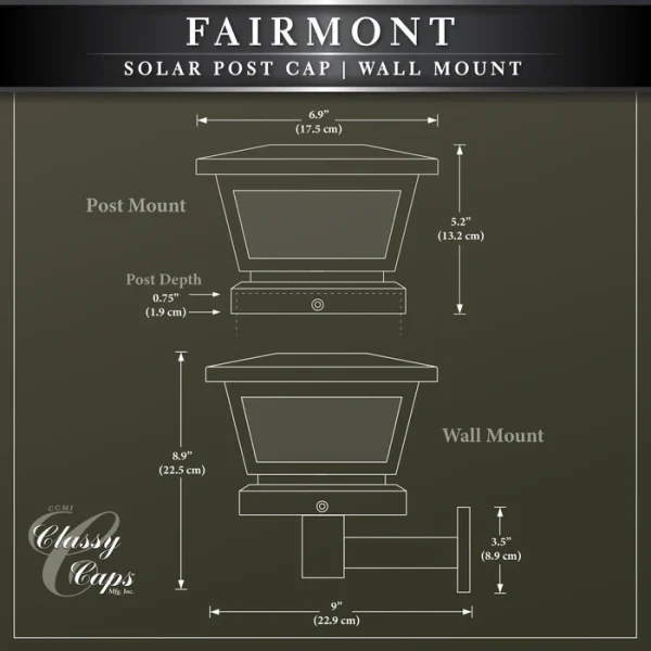 Fairmont Solar Post Cap/ Wall Mount - Black - Image 8