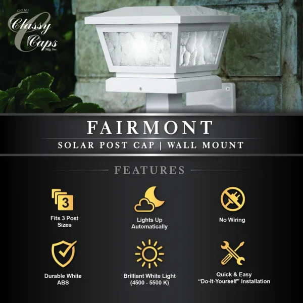 Fairmont Solar Post Cap / Wall Mount - White - Image 6