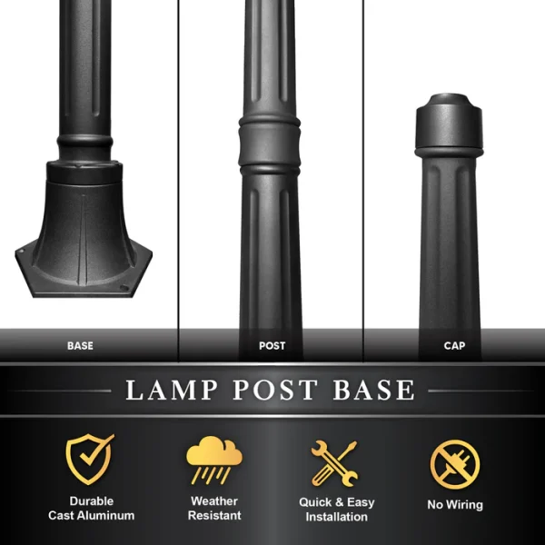 Black Aluminum Lamp Post Base - Image 2