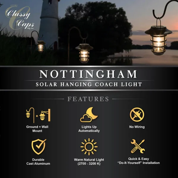 Black Aluminum Nottingham Hanging Coach Light - Image 6