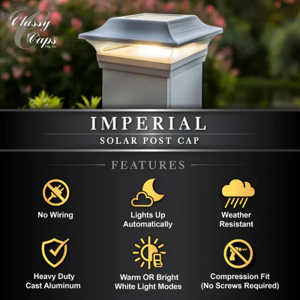 5×5 Aluminum Imperial Solar Post Cap - White - Image 6