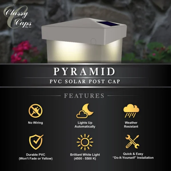 Pyramid Solar Post Cap - White 4x4 - Image 6