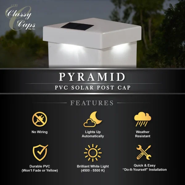 Pyramid Solar Post Cap - White 5x5 - Image 6