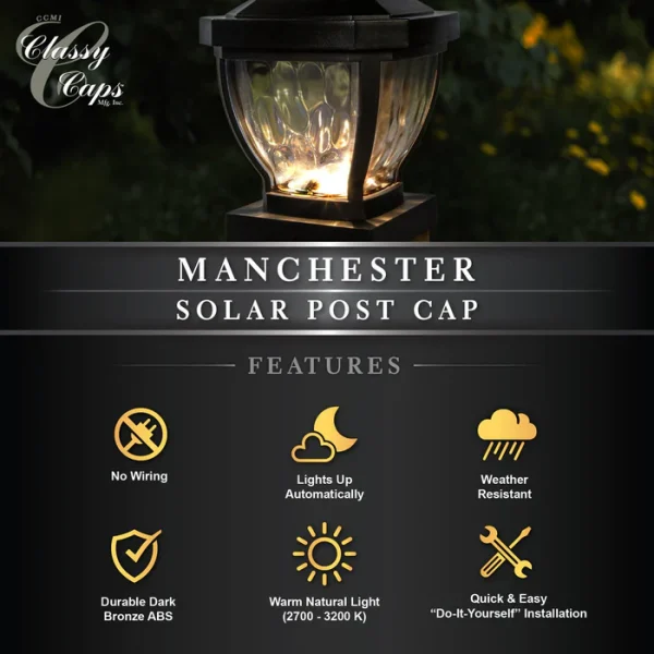 Manchester Solar Post Cap - Dark Bronze - Image 6