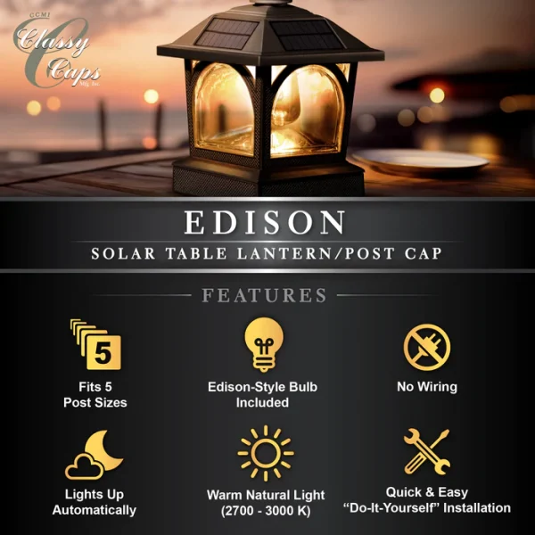 Edison Solar Table Lantern/Post Cap - Image 8