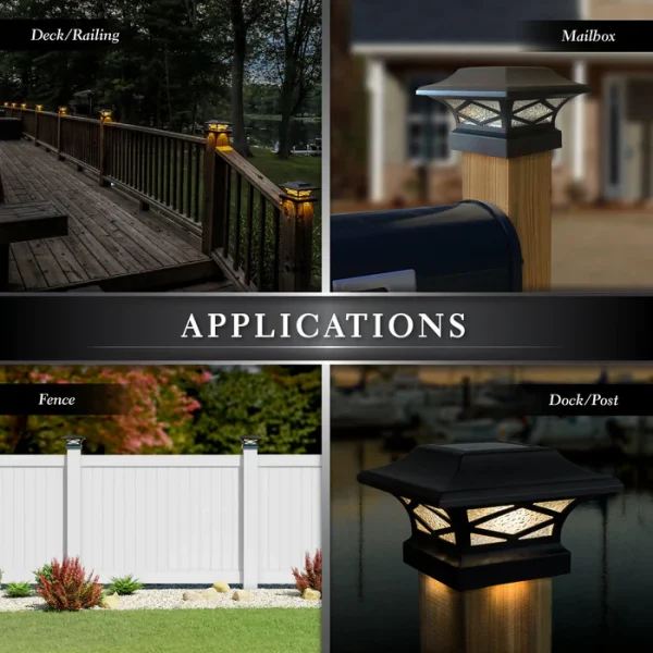 Kingsbridge Dual Lighted Solar Post Cap - Black - Image 4
