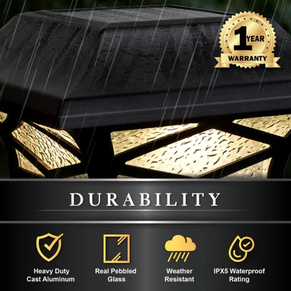 Kingsbridge Dual Lighted Solar Post Cap - Black - Image 5