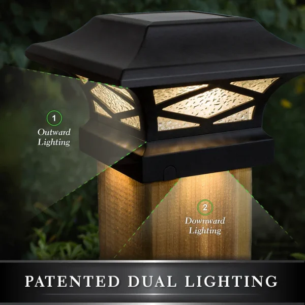 Kingsbridge Dual Lighted Solar Post Cap - Black - Image 6