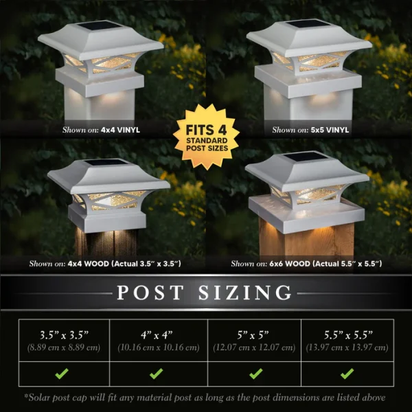 Kingsbridge Dual Lighted Solar Post Cap - White - Image 2