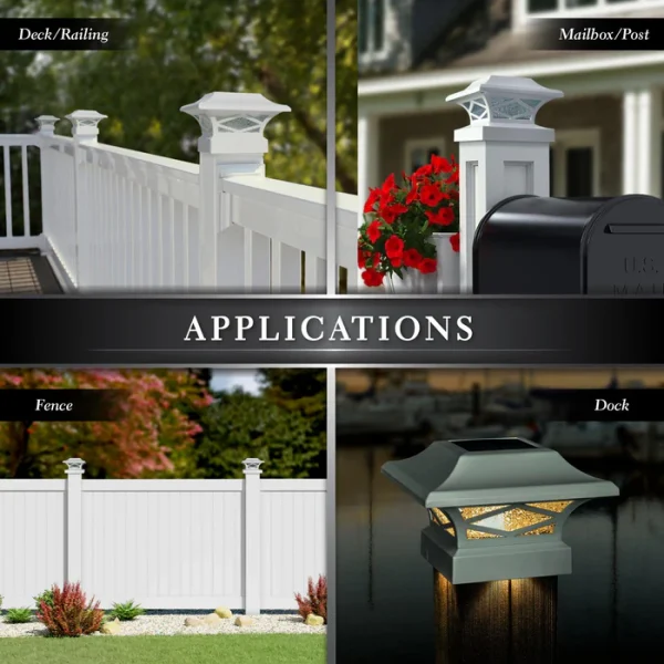 Kingsbridge Dual Lighted Solar Post Cap - White - Image 4