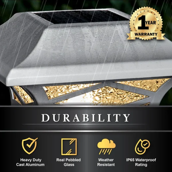 Kingsbridge Dual Lighted Solar Post Cap - White - Image 5