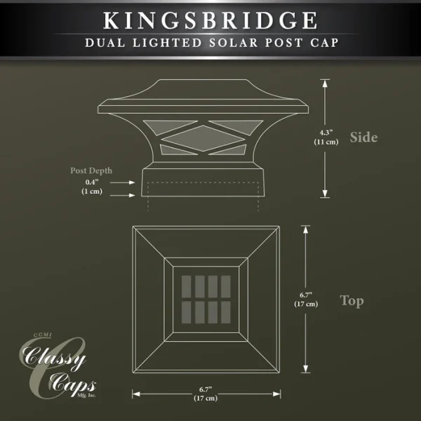 Kingsbridge Dual Lighted Solar Post Cap - White - Image 8