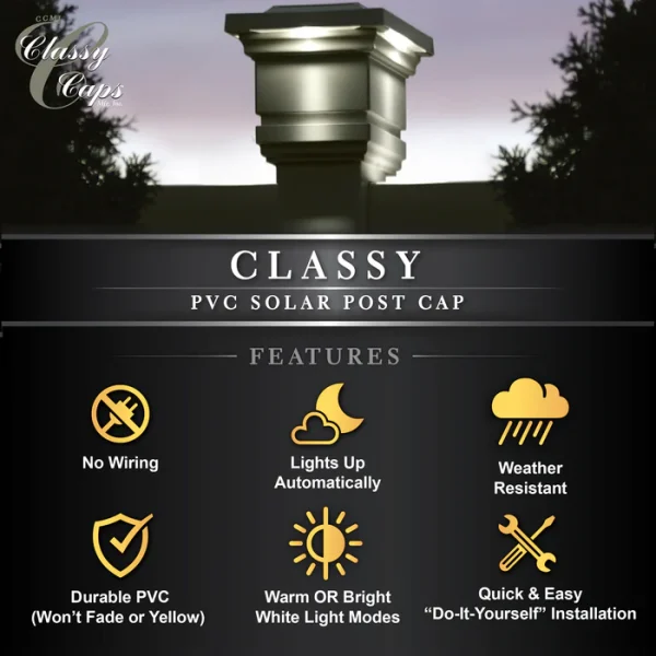 4x4 Classy Solar Post Cap - White - Image 6