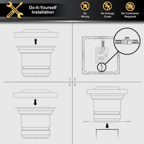 4x4 Classy Solar Post Cap - White - Image 8