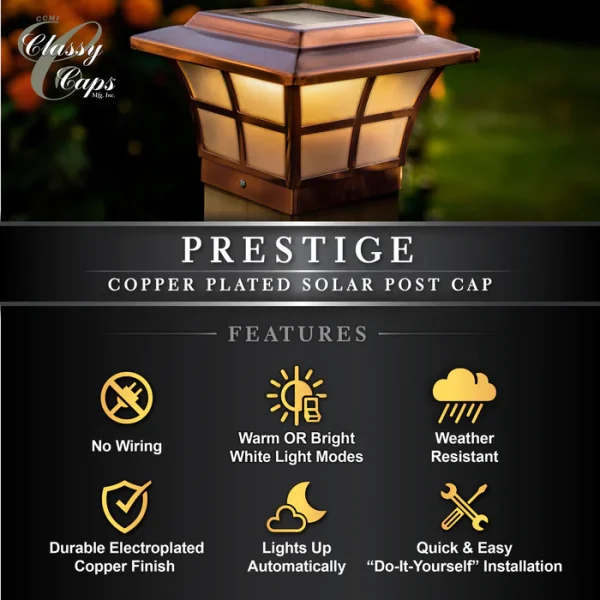 4x4 Copper Plated Prestige Solar Post Cap - Image 6