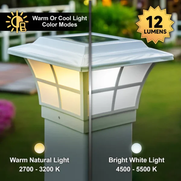 4x4 White Prestige Solar Post Cap - Image 3