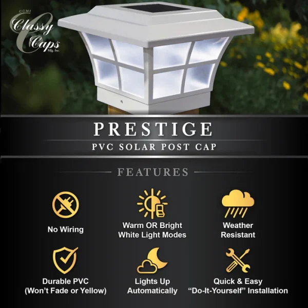 4x4 White Prestige Solar Post Cap - Image 6