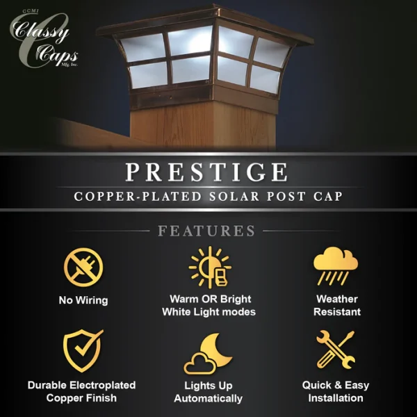 6x6 Copper Plated Prestige Solar Post Cap - Image 6