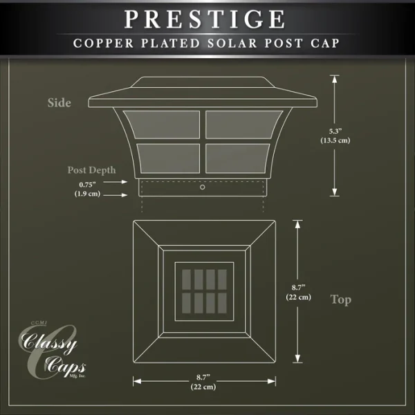 6x6 Copper Plated Prestige Solar Post Cap - Image 8