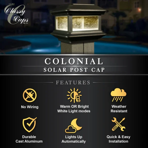 Colonial Solar Post Cap - Black - Image 6