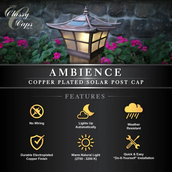 4x4 Ambience Solar Post Cap - Copper Plated - Image 8