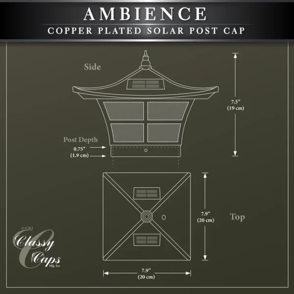 4x4 Ambience Solar Post Cap - Copper Plated - Image 9