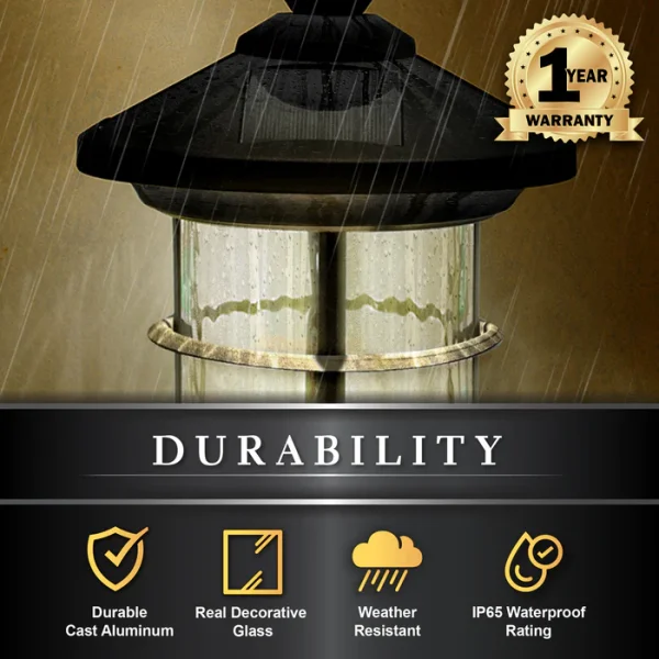 Black Aluminum Hampton Solar Lamp - Image 5