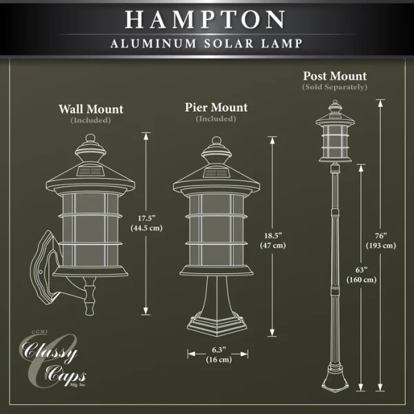 Black Aluminum Hampton Solar Lamp - Image 7