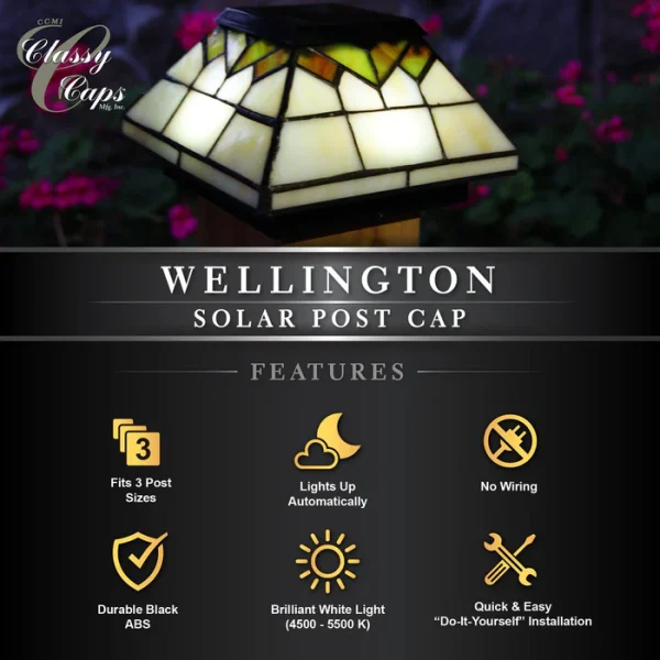 Wellington Solar Post Cap - Stained Glass - Image 6