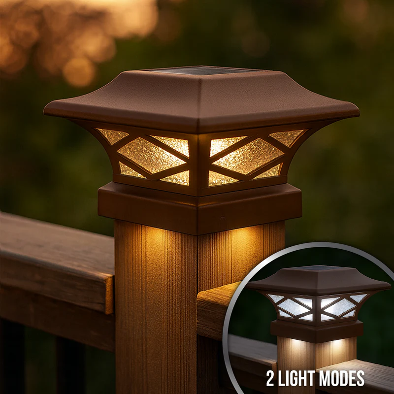 Kingsbridge Dual Lighted Solar Post Cap - Brown
