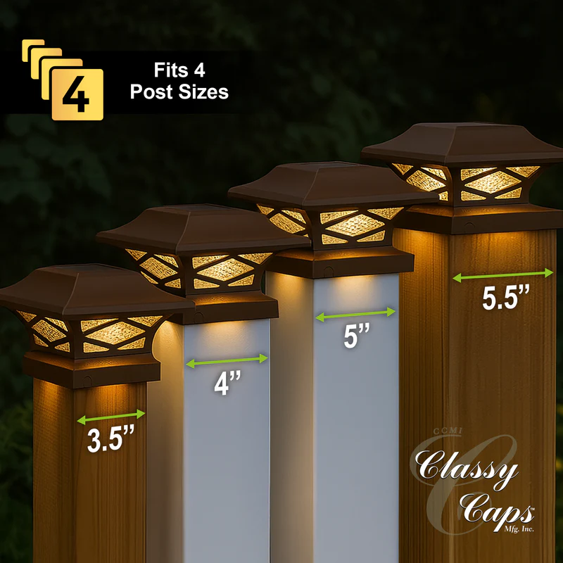 Kingsbridge Dual Lighted Solar Post Cap - Brown - Image 2