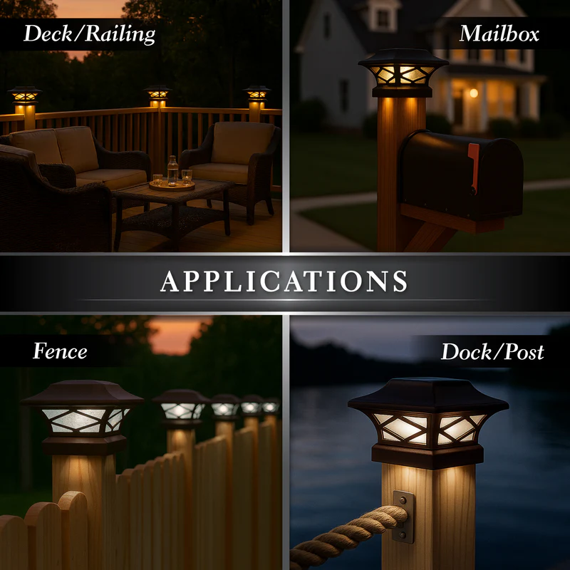 Kingsbridge Dual Lighted Solar Post Cap - Brown - Image 8