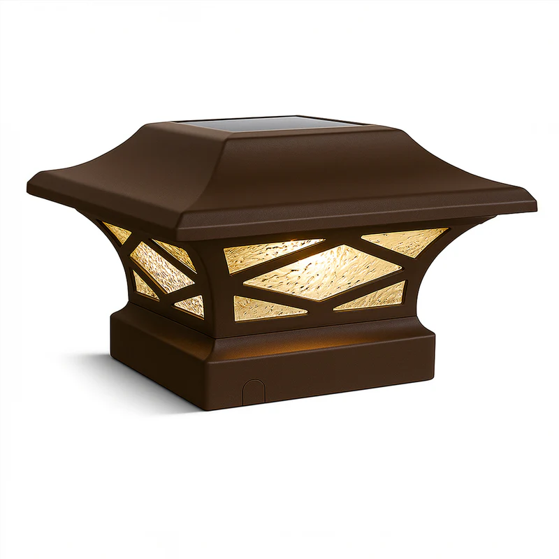 Kingsbridge Dual Lighted Solar Post Cap - Brown - Image 9